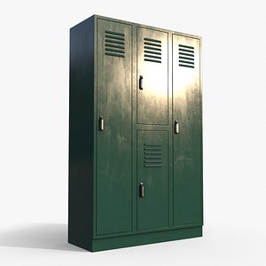 PBR School Gym Locker 05 - Green Dark 3D model