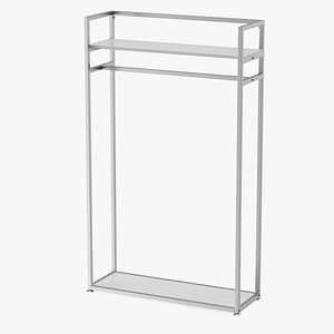 3D Silver Cloth Rack with Shelf