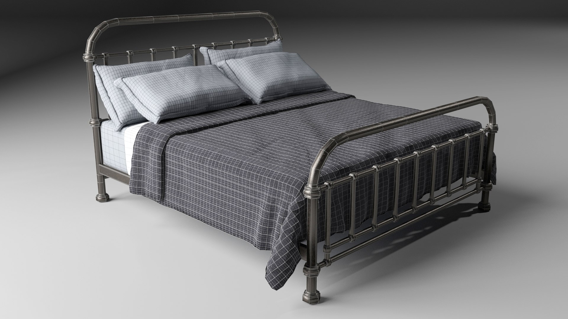 3d Industrial Iron Bed Model   4 