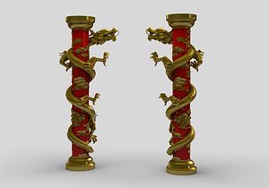 3D Chinese Dragon Pillar 3