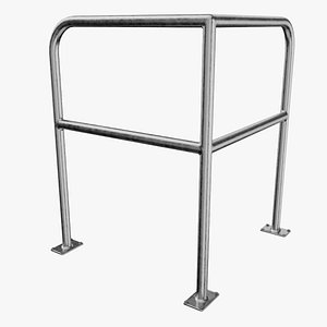 3D Industrial fence Railing Edge model