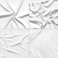 White Crumpled Fabric 4 Types - wrinkled cotton textile set