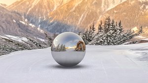 3D Luxury Alpine Wooden Chalet on Snowy Mountain Ski Slope HDRI Low-poly 3D model model