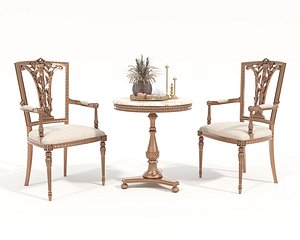 Classic European style Table and Chairs 11 3D model