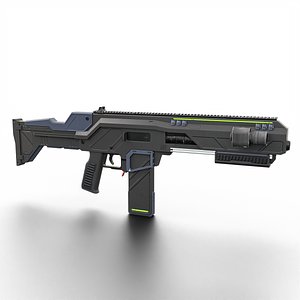 Low-Poly Sci-Fi Bullpup Rifle Futuristic Energy Weapon model