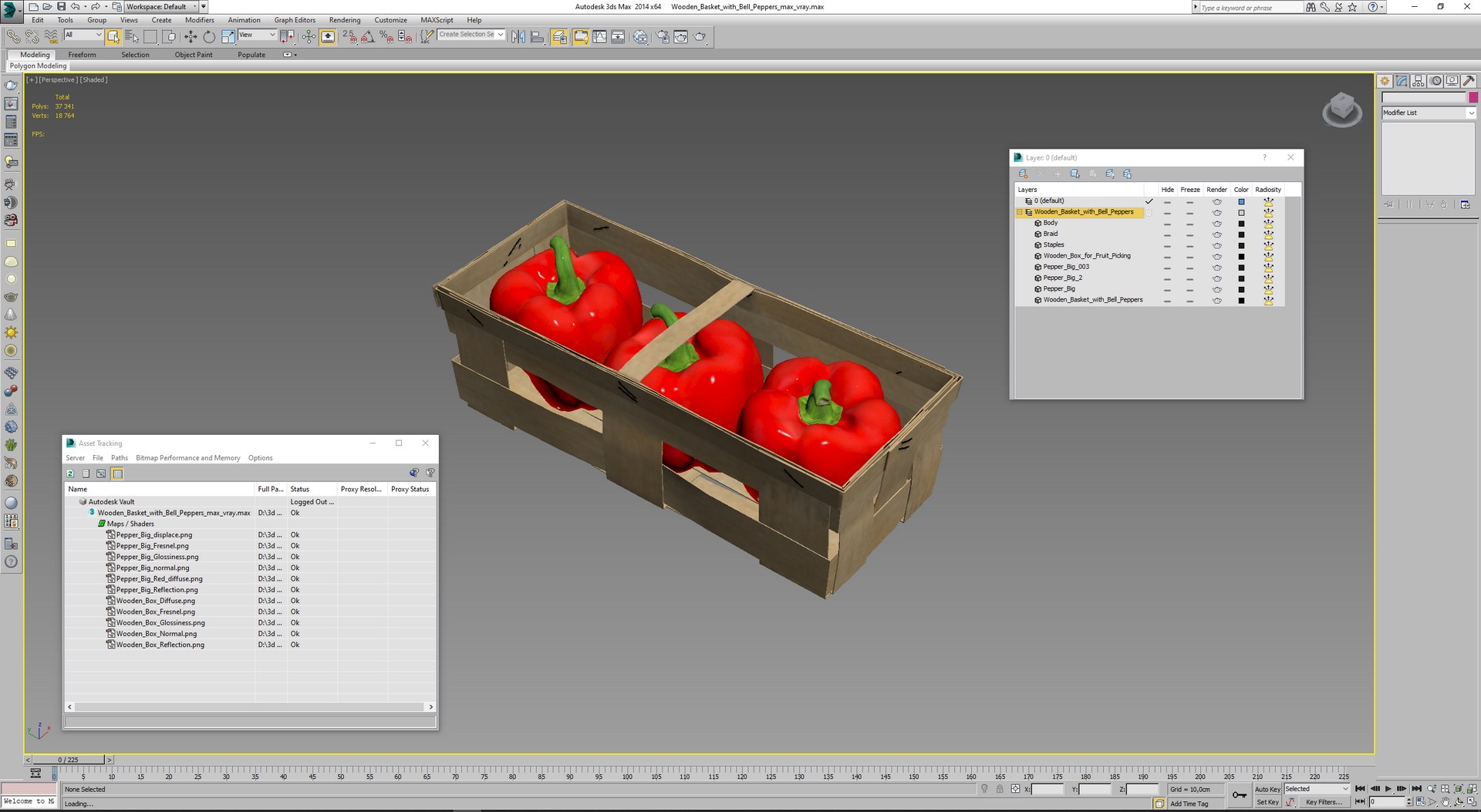 Wooden Basket With Bell Peppers 3D Model - TurboSquid 1997929