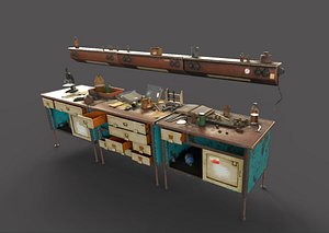 Old Laboratory Bench 3D model