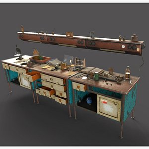 Old Laboratory Bench 3D model