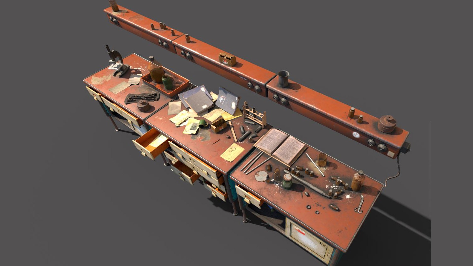 Old Laboratory Bench 3D Model - TurboSquid 1814601