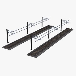 railway track with electric overhead lines model
