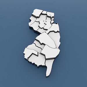New Jersey Counties - Map of United States of America USA 3D model