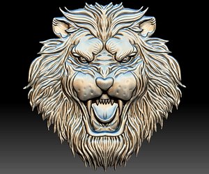 Lion head STL file relief for CNC router or 3D printer