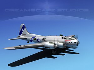 b-17 hp boeing flying fortress 3d max