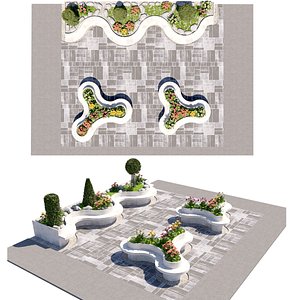 Parametric Public Plaza Furniture Collection 3D model
