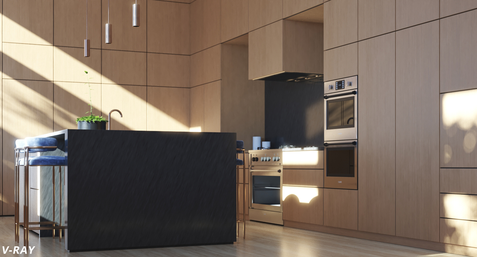 3D luxury modern kitchen interior render - TurboSquid 1397478