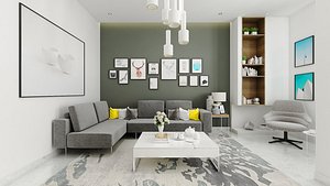 3DS max Model Full Materials + Settings Livingroom P8 2