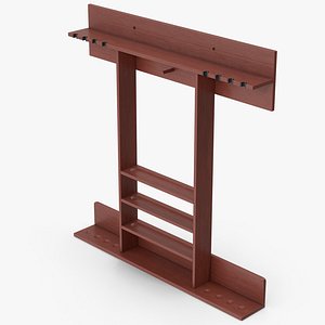 3D model Billiard Cue Rack Dark Wood