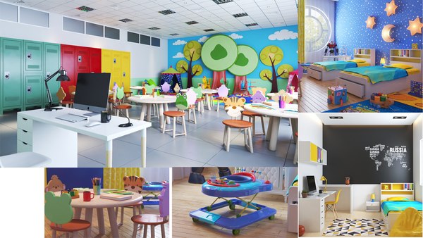 modelo 3d Tres espacios interiores para niños - TurboSquid 1851692