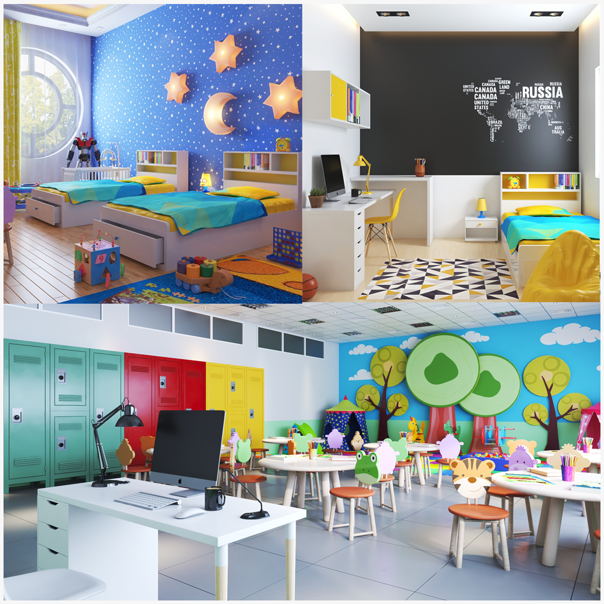 modelo 3d Tres espacios interiores para niños - TurboSquid 1851692