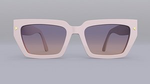 Classic unisex rectangular frame Sunglasses 3D model