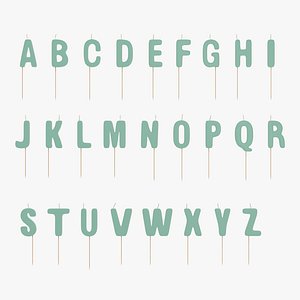 alphabet birthday candles set design 3d model
