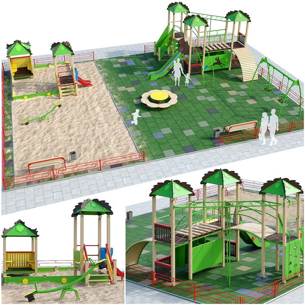 3D Модель Детская Площадка С Большой Песочницей - TurboSquid 1761061
