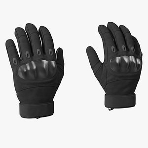 3D Black Armor Gloves Rigged for Maya model