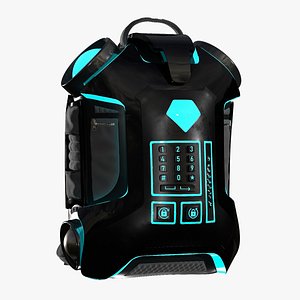 3D model SCI-FI backpack with texture and smart material