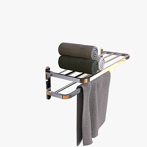 Stainless Steel Towel Rack 3D model - Bathroom Towel Rack Low-poly 3D model