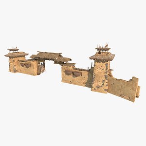 Ancient Asian architectural imitation gate model