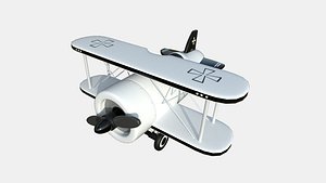 Airplane Cartoon A05 White - Classic Aircraft 3D model