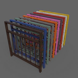 PBR Pedestrian Guard Rail V4 - Collection 3D model