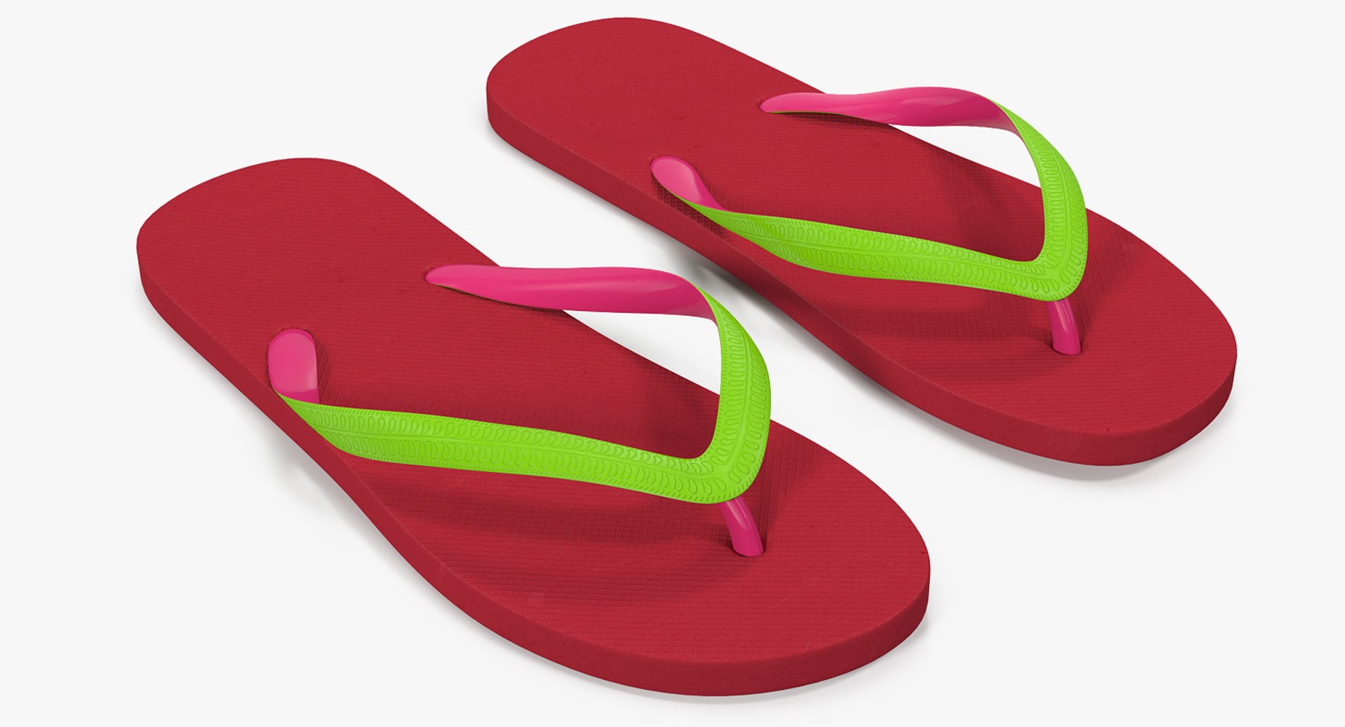 Classic Flip Flops for Women Red 3D model preview