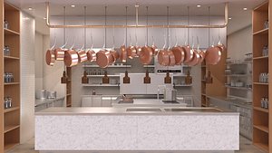 3D model Commercial Open Kitchen