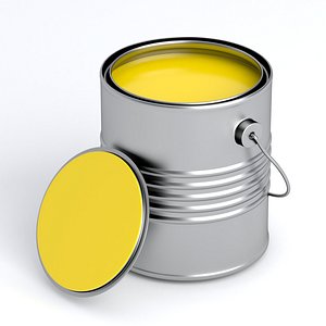 Metal Paint Bucket yellow 3D