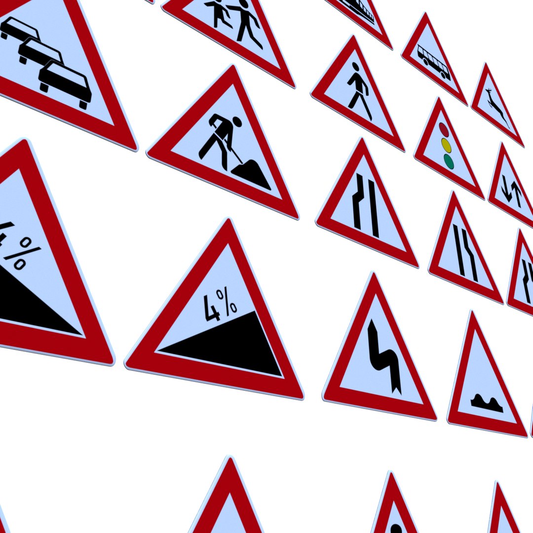 3D Model German Warning Traffic Signs - TurboSquid 1182362