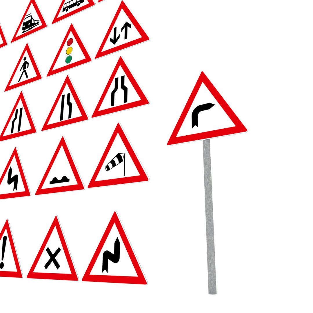 3D Model German Warning Traffic Signs - TurboSquid 1182362