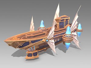 Airship fleet Steampunk airship aircraft carrier aircraft flying machine 3D model