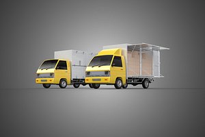YELLOW SILVER LIGHT DUTY BOX TRUCK DELIVERY CARGO PACKAGE PICKUP VAN LORRY CAR TYPE 6
