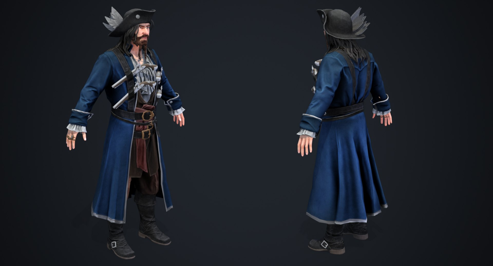 pirates real-time 3D model https://p.turbosquid.com/ts-thumb/yJ/EedyHF/dzoWvwWo/preview_blue_captain_03/png/1516295312/1920x1080/fit_q87/7e81cdf50edd02b71f4f8bbf327301c82700eb2a/preview_blue_captain_03.jpg