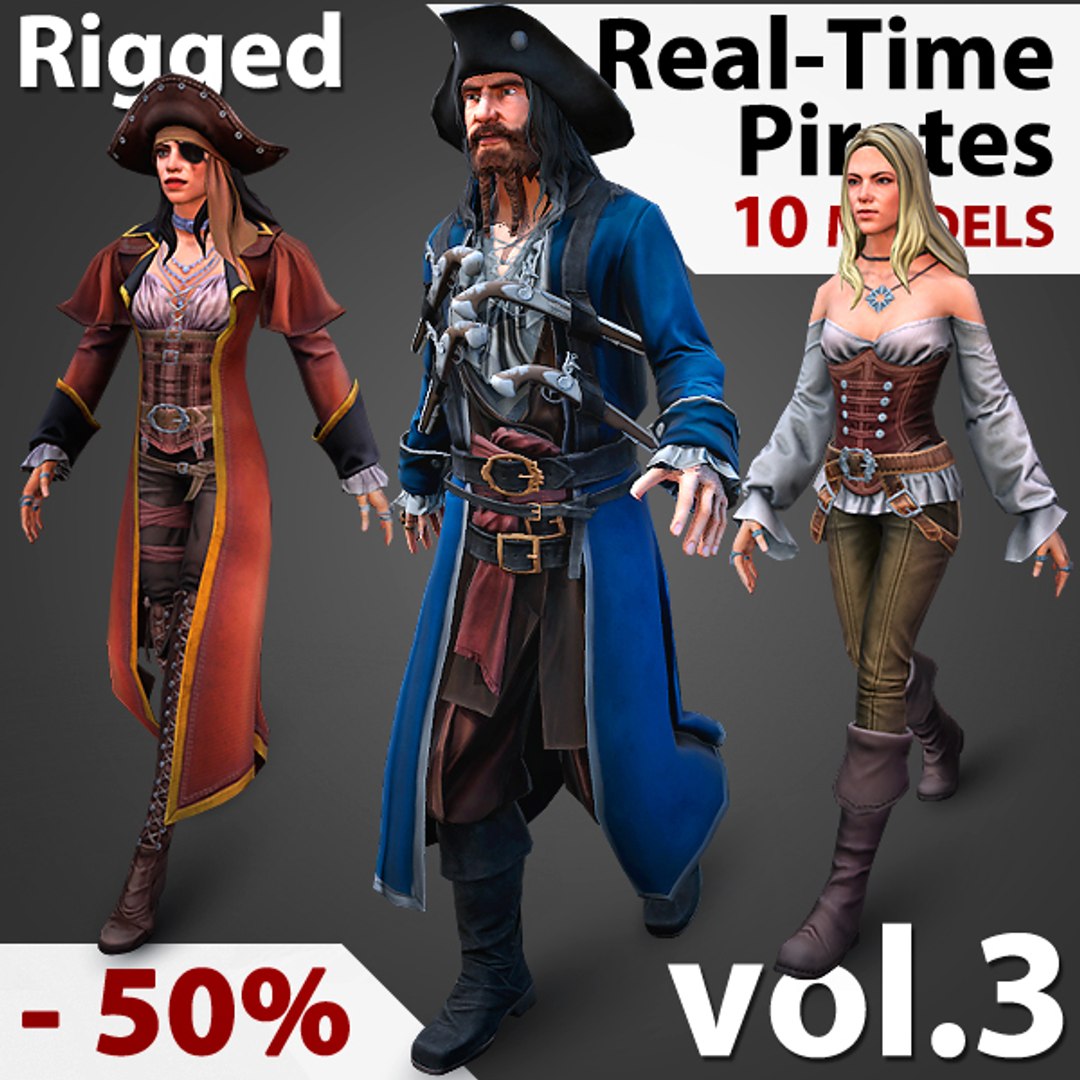 pirates real-time 3D model https://p.turbosquid.com/ts-thumb/yJ/EedyHF/huwL5T93/piratescollectionvol3oldn/jpg/1516295312/1920x1080/fit_q87/b0b866a45d1f86fa5ce4aa0cfcc01f658931c43f/piratescollectionvol3oldn.jpg