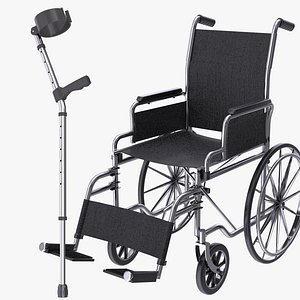Crutches and Wheelchair 3D