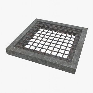 3D Concrete Floor Grate Old