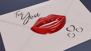 3D model envelope kiss sealed