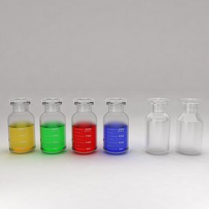3d chemical bottles liquid model
