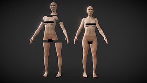 3D Fit Female Anatomy - Body parts base mesh