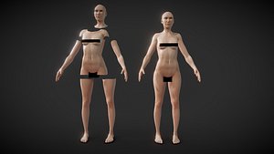 Fit Female Anatomy - Body parts base mesh
