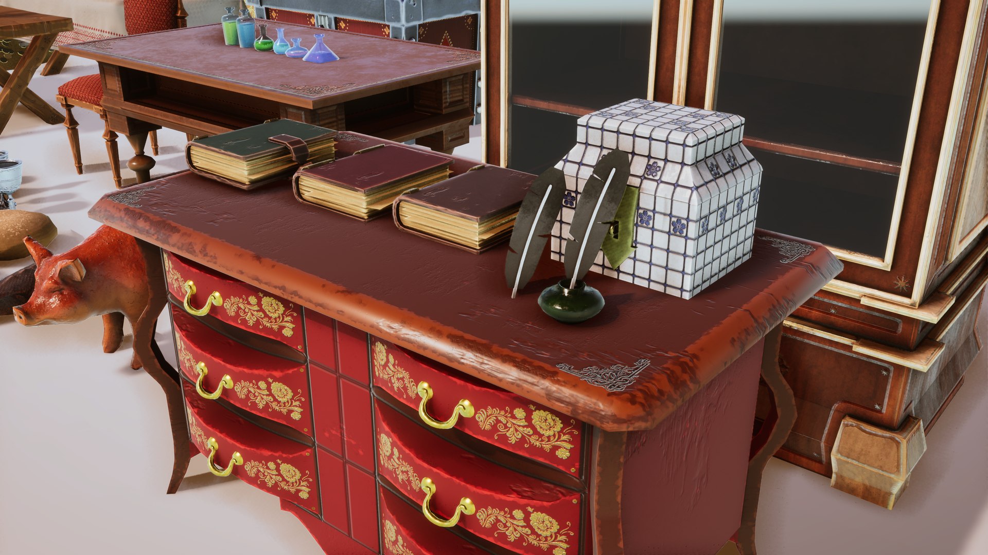 Stylized Medieval Interior Props Kit 70 plus Items 3D model ...