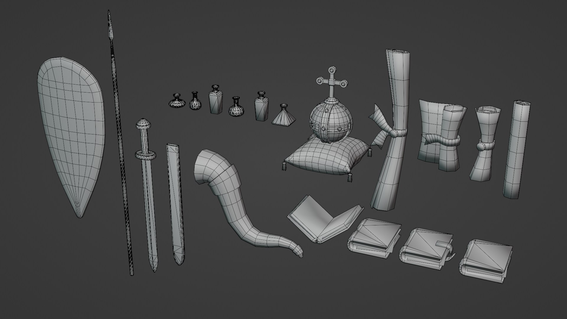 Stylized Medieval Interior Props Kit 70 plus Items 3D model ...