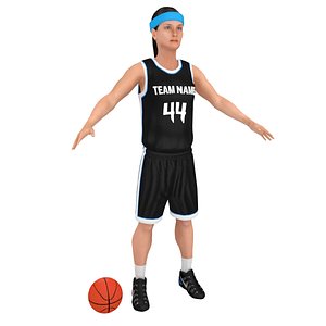female basketball player ball 3D model